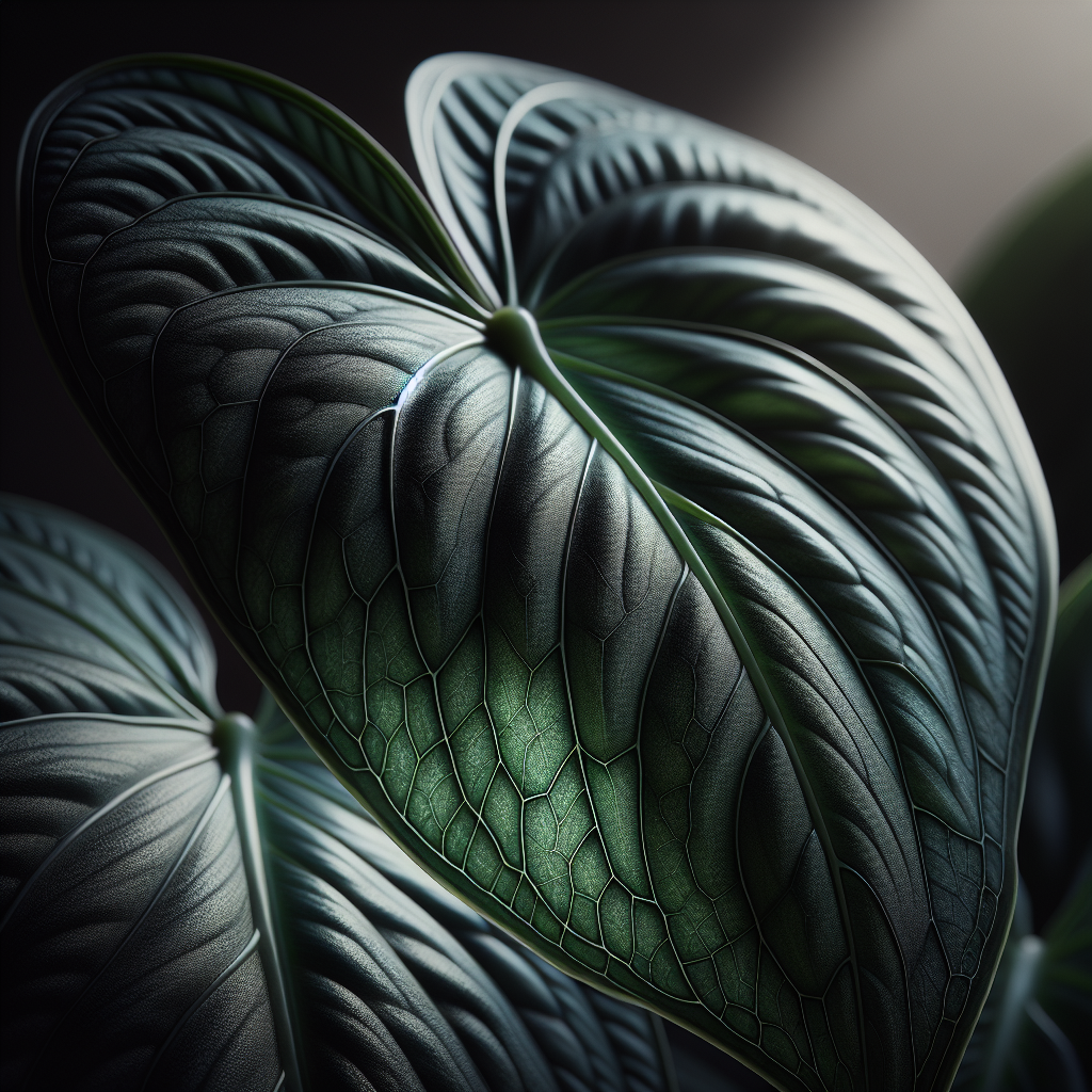 Photo-real Anthurium crystallinum leaf with silver veins