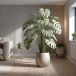 Variegated Monstera indoor plant in modern home