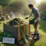 Adding natural compost accelerator to an active compost heap with thermometer