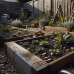 Photorealistic no‑dig raised beds with natural imperfections and mixed‑region gardening style