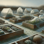 Winter allotment beds with protective fleece and mulch