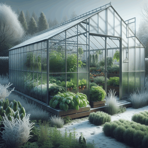 greenhouse productive in winter, UK greenhouse with thriving plants