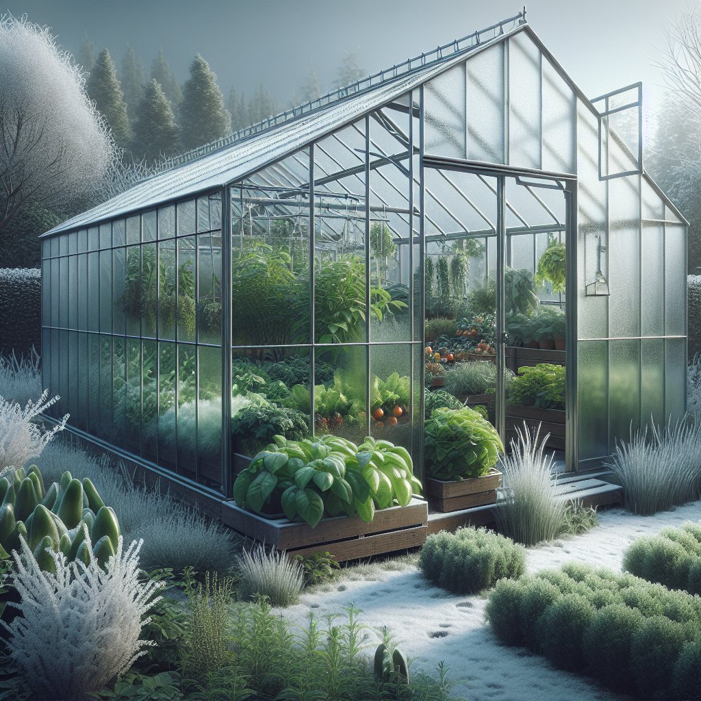 greenhouse productive in winter, UK greenhouse with thriving plants