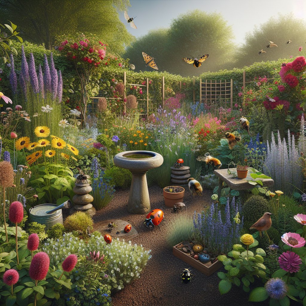 Natural Pest Control Strategies featuring beneficial insects in a UK garden